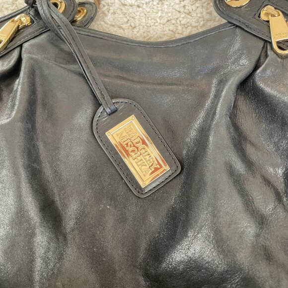 Badgley Mischka Black Leather Handbag - Picture 3 of 12